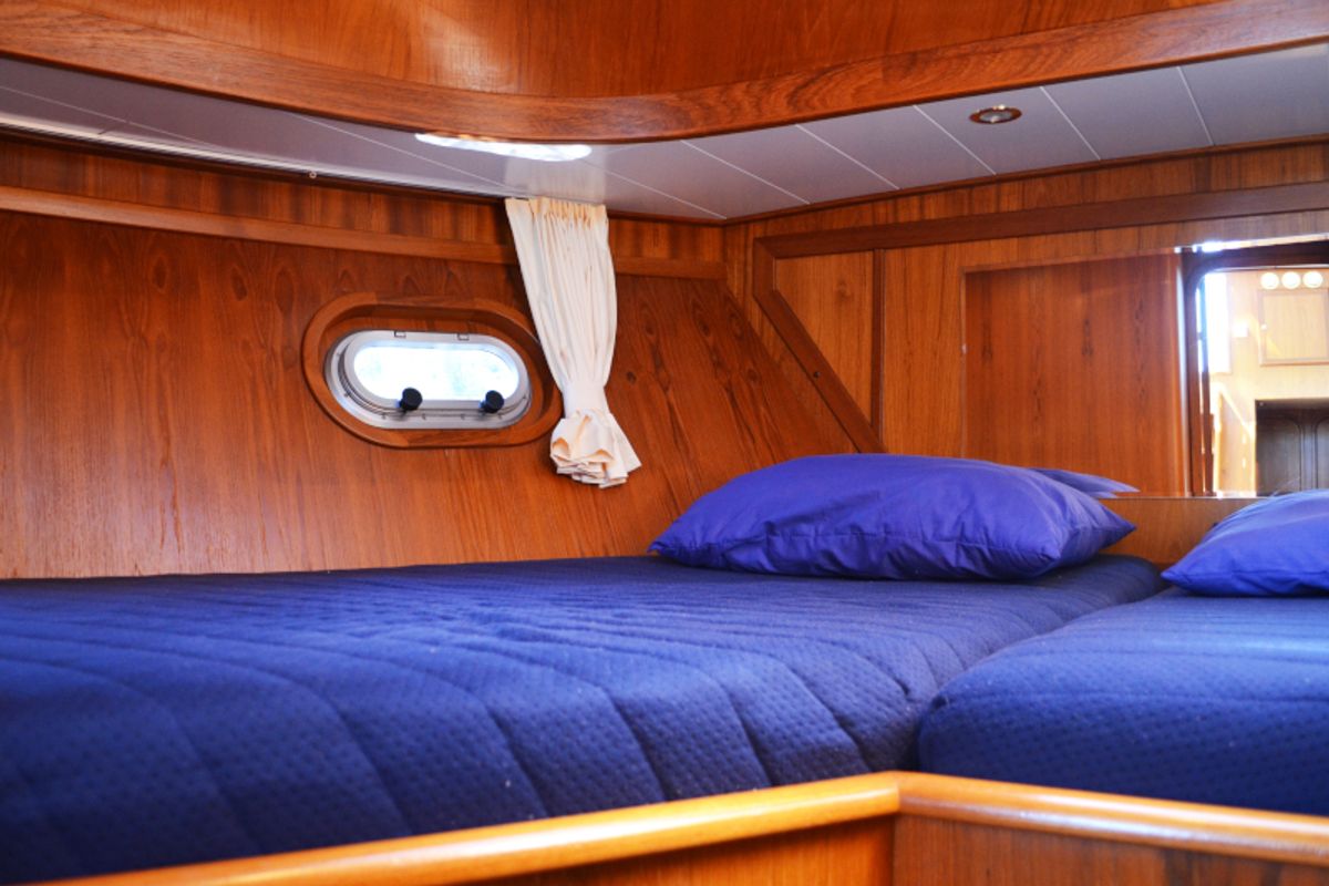Cabin on Drait 88, a De Drait Advantage 38 motorboat at Drachten, Netherlands