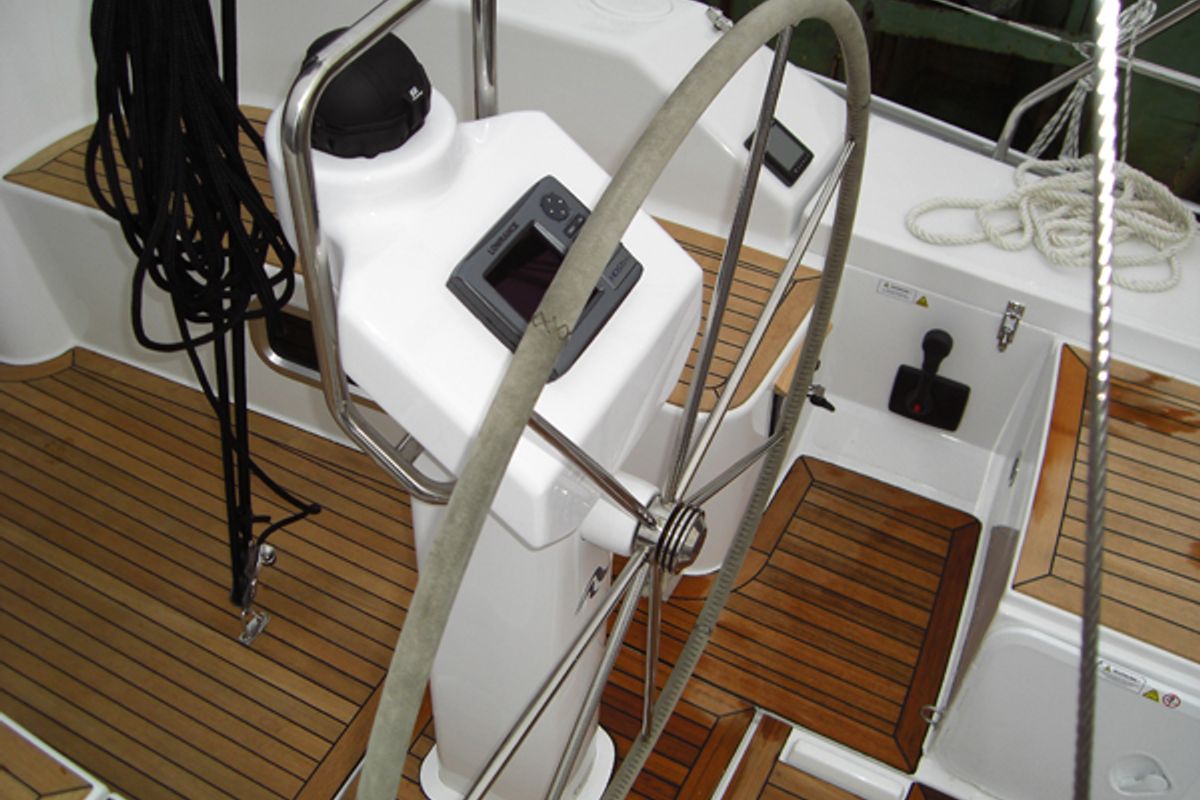 Cockpit of Sicily, a Hanse Yachts Hanse 320 sailboat at Marsala, Italy
