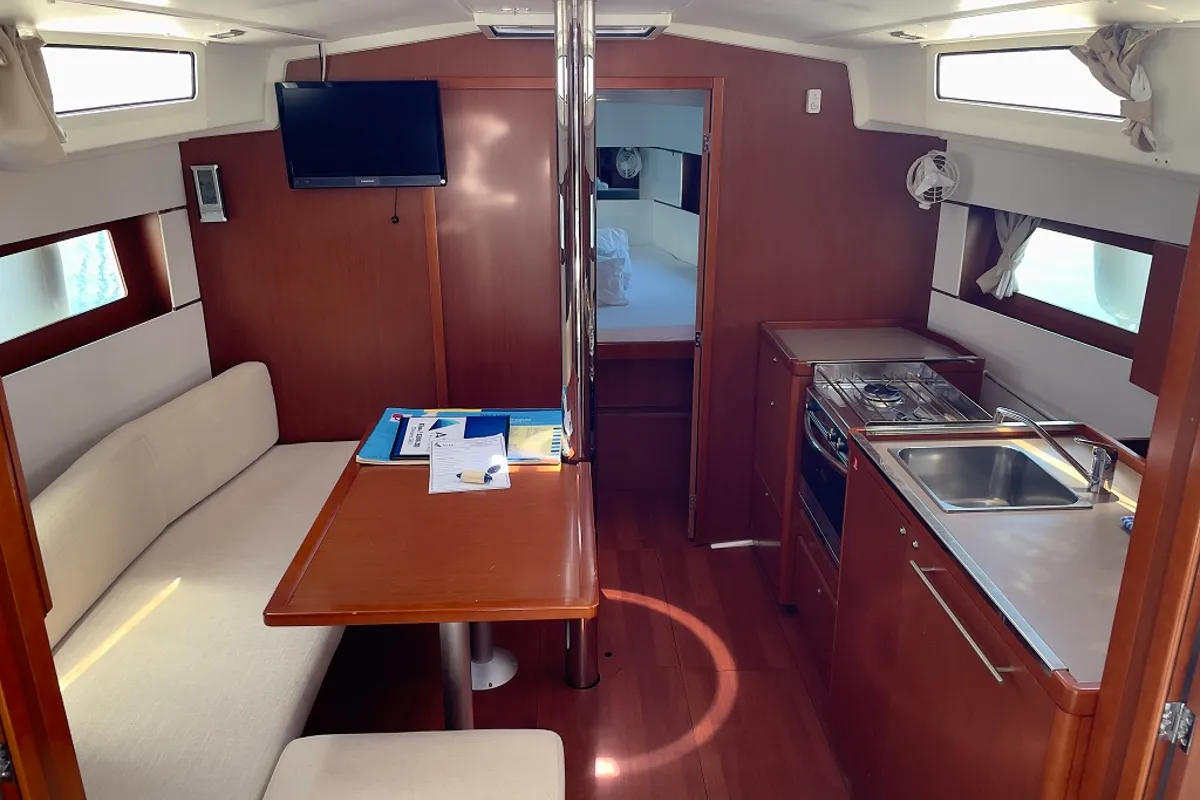 Salon of Ariela, a Beneteau Oceanis 38.1 sailboat at Općina Sukošan, Croatia