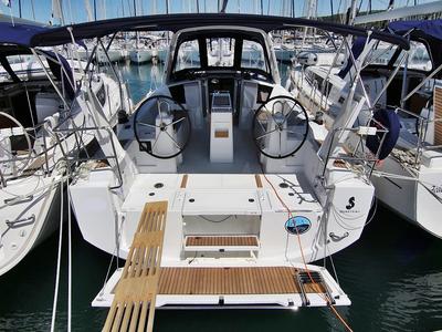 Deck of Ariela, a Beneteau Oceanis 38.1 sailboat at Općina Sukošan, Croatia