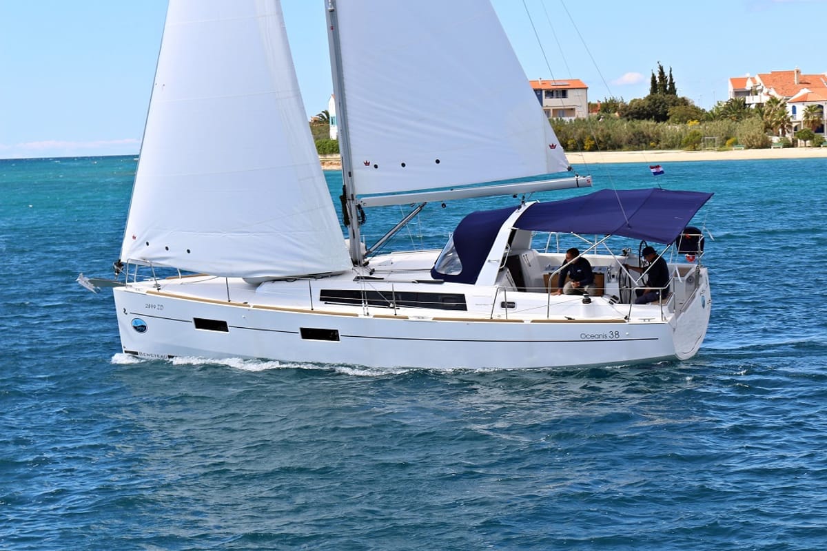 Exterior view of Ariela, a Beneteau Oceanis 38.1 sailboat at Općina Sukošan, Croatia