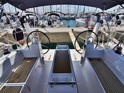 Cockpit of Ariela, a Beneteau Oceanis 38.1 sailboat at Općina Sukošan, Croatia