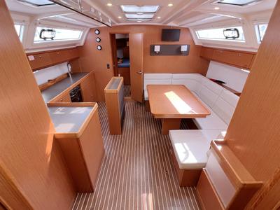 Cabin on Momo, a Bavaria Cruiser 46 sailboat at Heiligenhafen, Germany