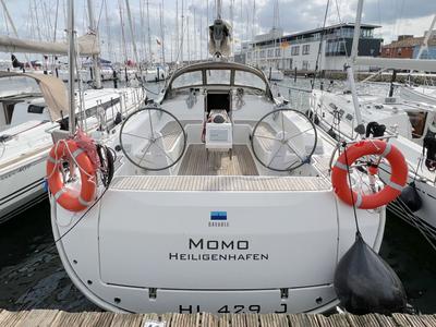 Deck of Momo, a Bavaria Cruiser 46 sailboat at Heiligenhafen, Germany