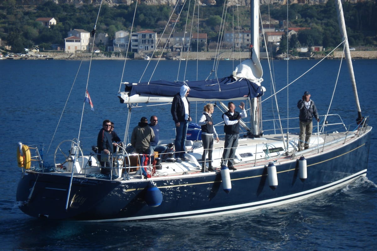 Exterior view of Kety, a Cantiere Del Pardo (Grand Soleil) Grand Soleil 50 sailboat at Grad Šibenik, Croatia