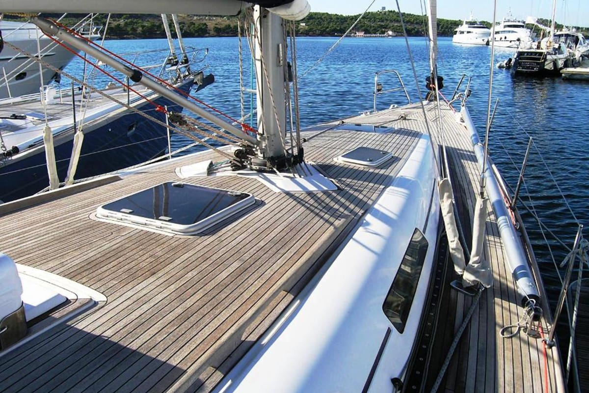 Deck of Kety, a Cantiere Del Pardo (Grand Soleil) Grand Soleil 50 sailboat at Grad Šibenik, Croatia