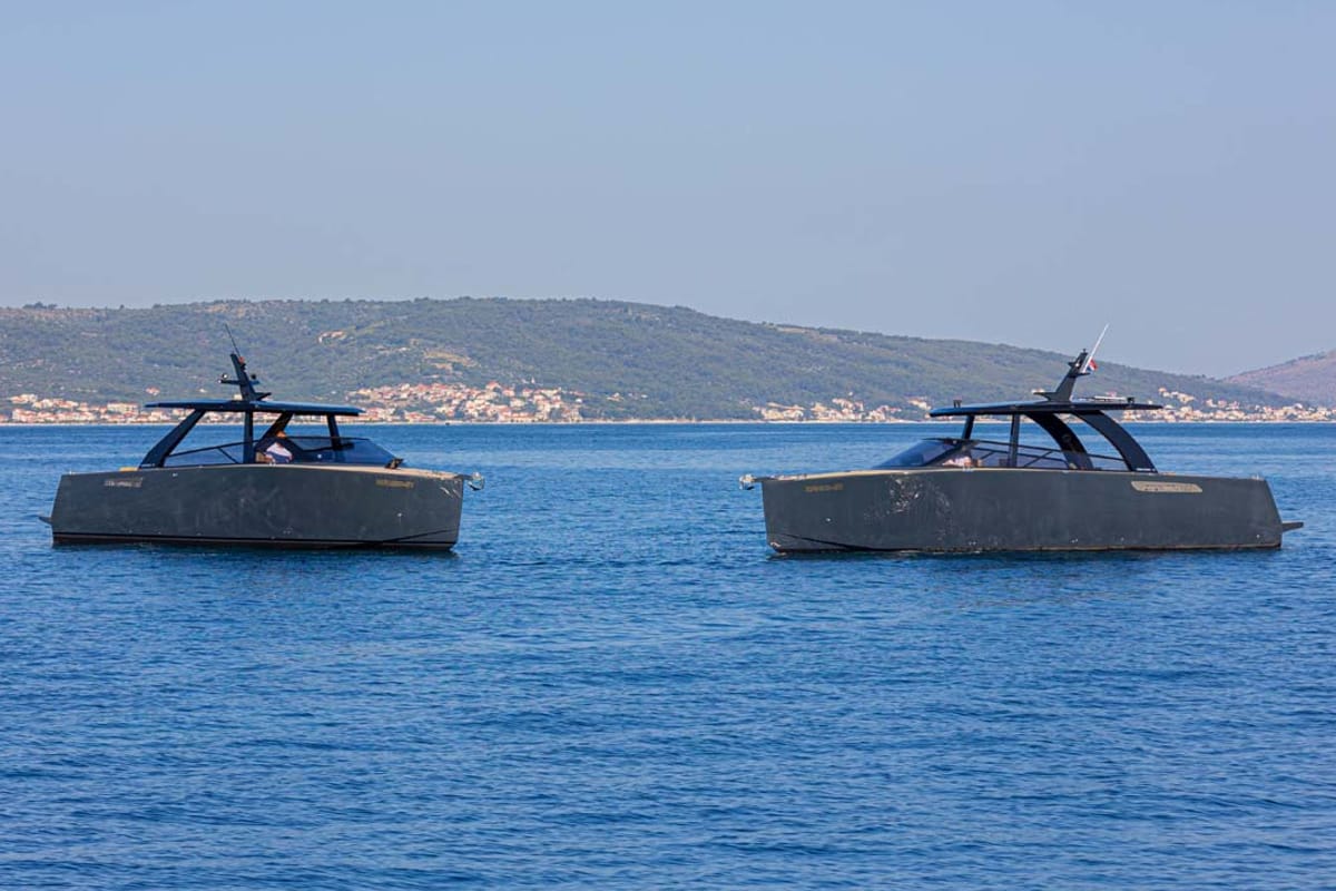 Exterior view of Premium, a Colnago 35 motorboat at Split, Croatia