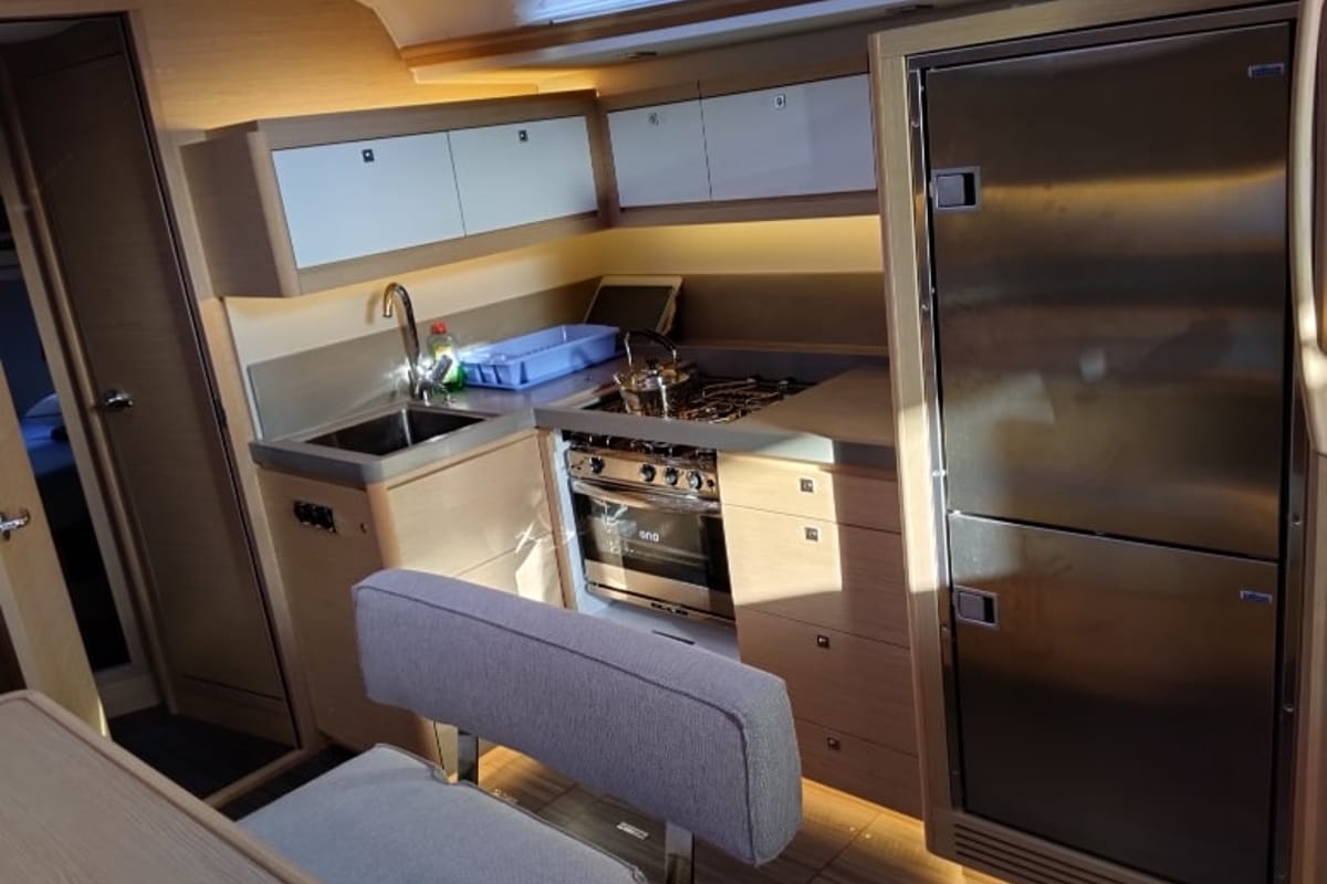 Galley of Marco Polo, a Dufour 470 sailboat at Municipal Unit of Lefkada, Greece