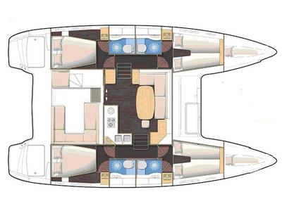 Floor plan of Christina I, a Lagoon 400 S2 catamaran at Athens, Greece