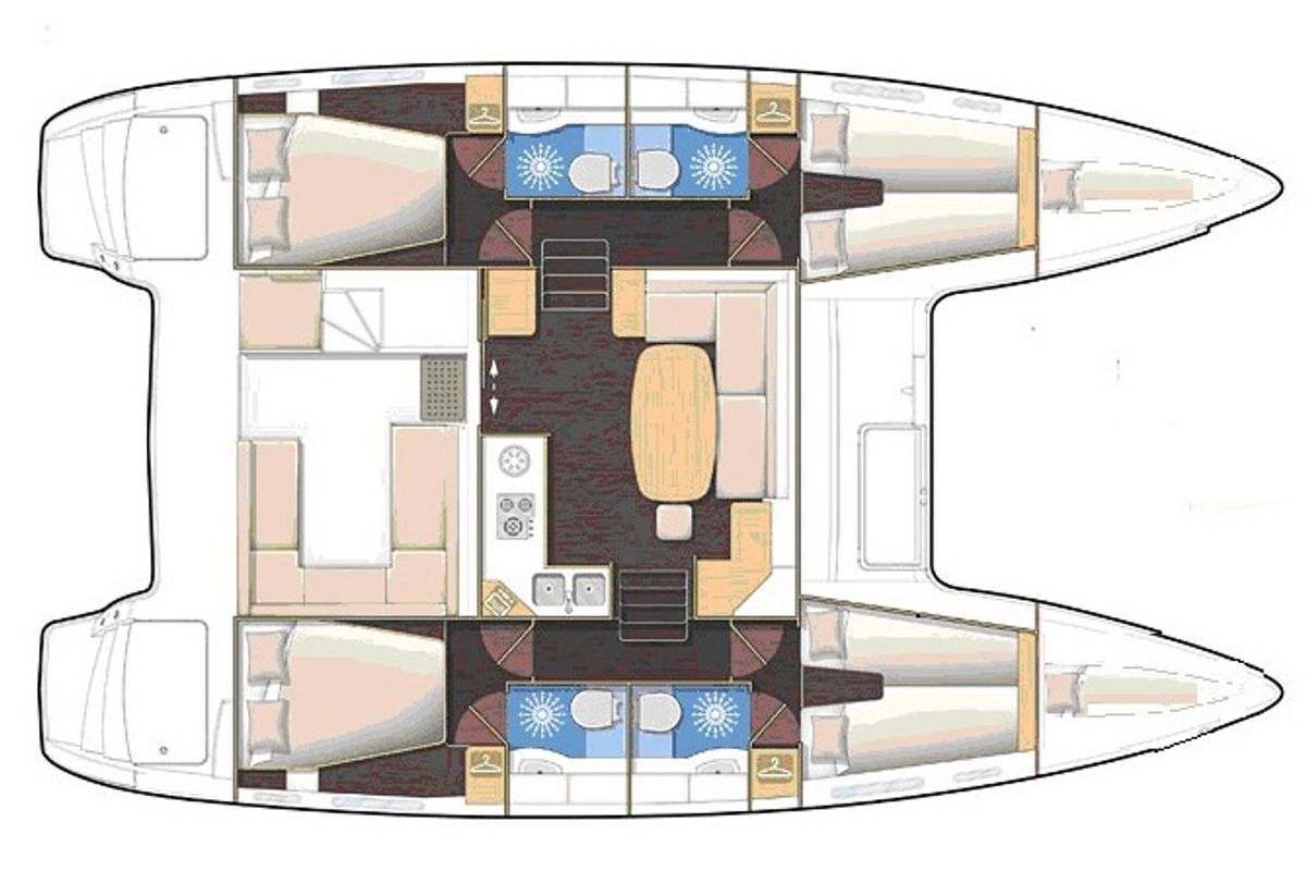 Floor plan of Christina I, a Lagoon 400 S2 catamaran at Athens, Greece