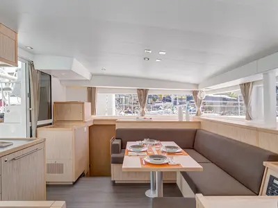 Salon of Christina I, a Lagoon 400 S2 catamaran at Athens, Greece