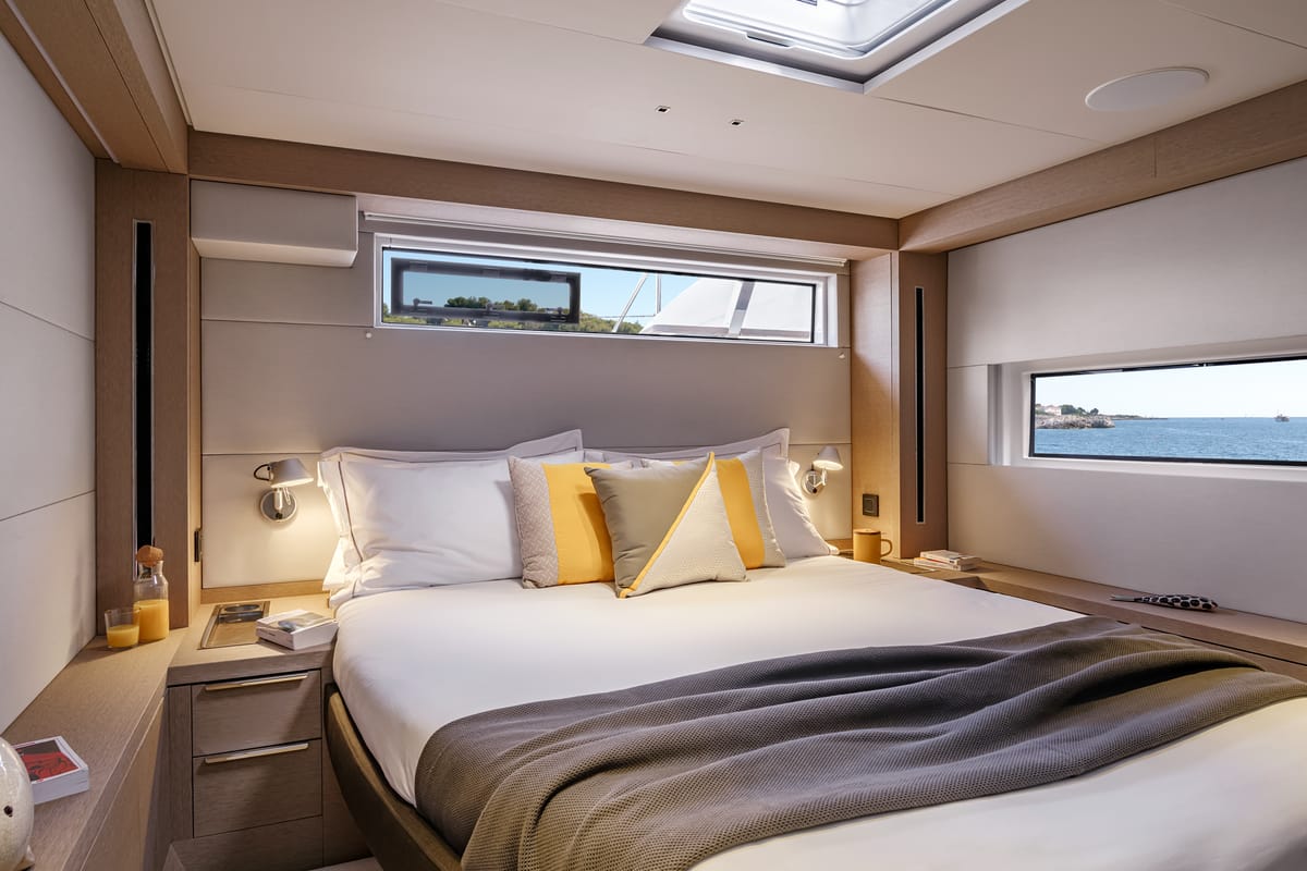 Cabin on SAILUXE - Aura, a Lagoon Sixty 5 catamaran at Olbia, Italy