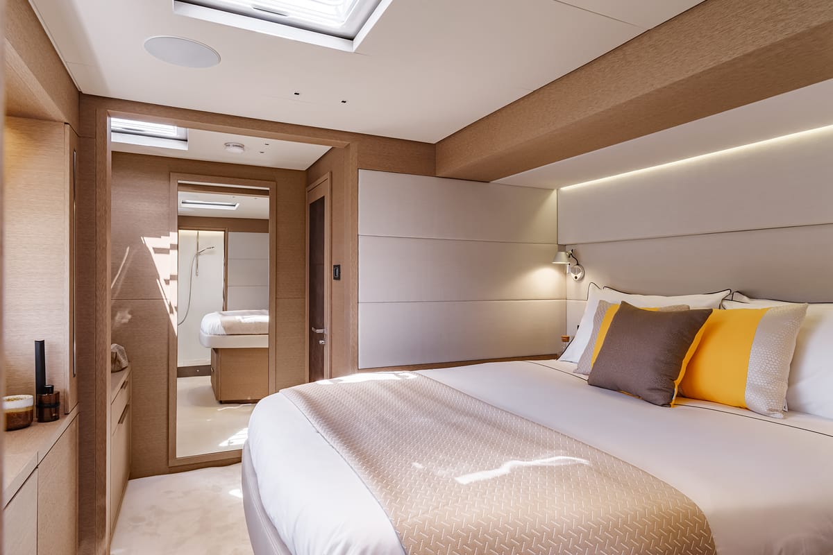 Cabin on SAILUXE - Aura, a Lagoon Sixty 5 catamaran at Olbia, Italy