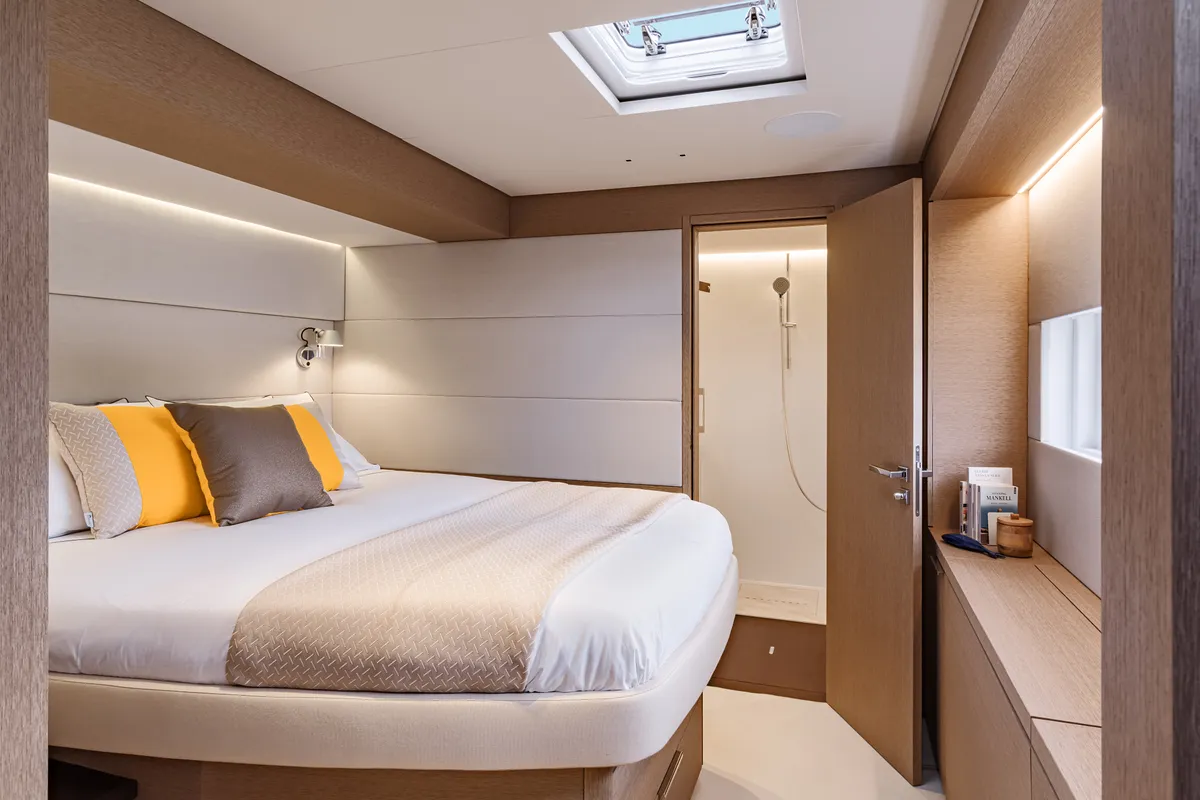 Cabin on SAILUXE - Aura, a Lagoon Sixty 5 catamaran at Olbia, Italy