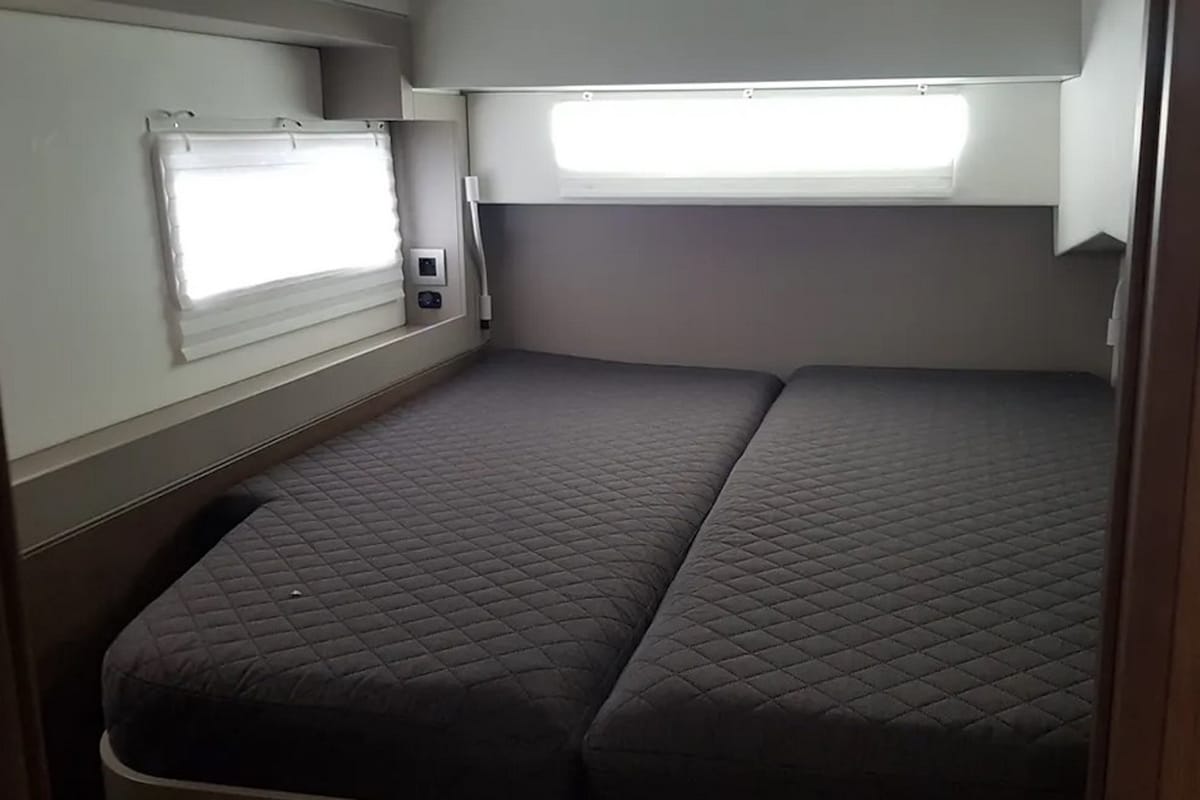 Cabin on Ziphius, a Bali 4.2 catamaran at Olbia, Italy