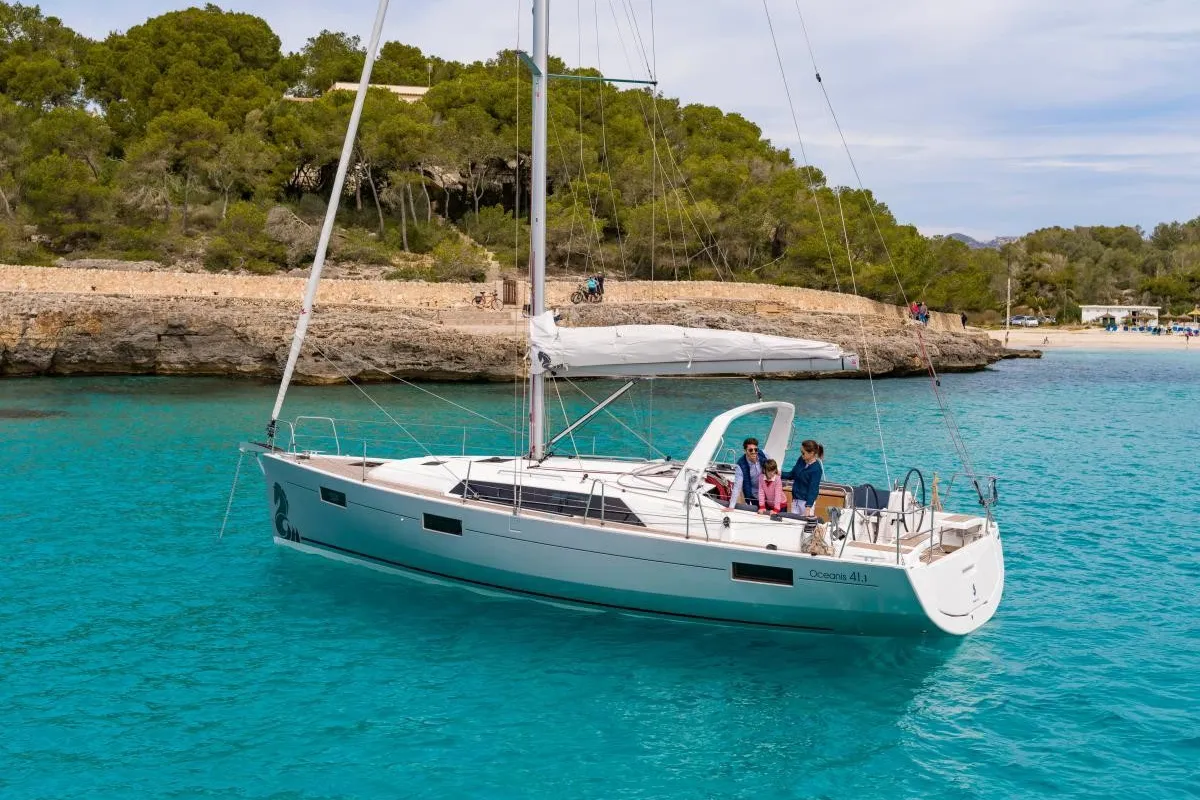 Exterior view of Targa, a Beneteau Oceanis 41.1 sailboat at Roses, Spain