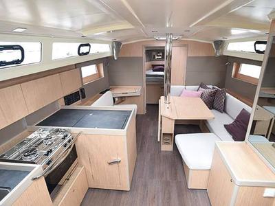 Galley of Targa, a Beneteau Oceanis 41.1 sailboat at Roses, Spain