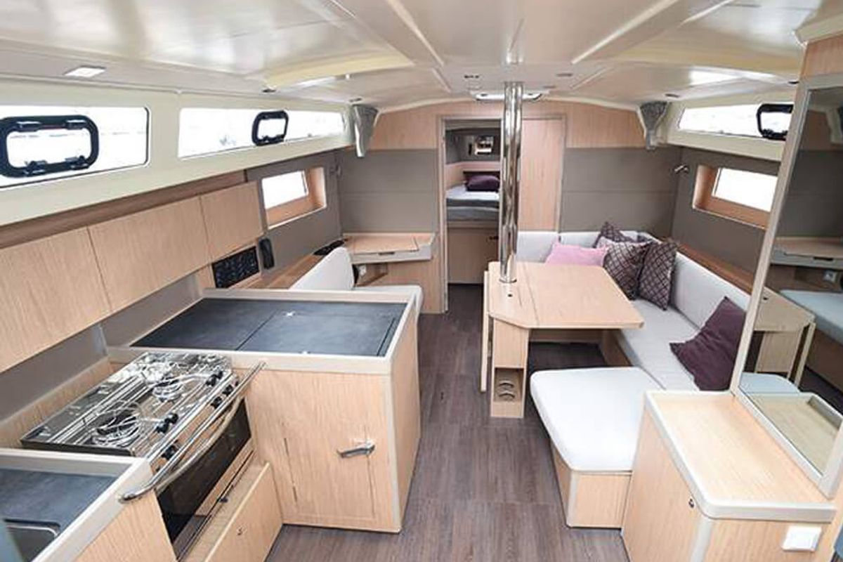 Galley of Targa, a Beneteau Oceanis 41.1 sailboat at Roses, Spain