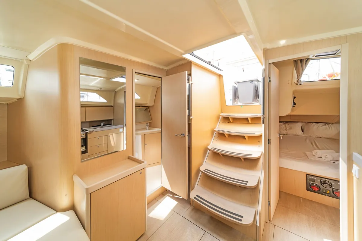 Salon of Targa, a Beneteau Oceanis 41.1 sailboat at Roses, Spain