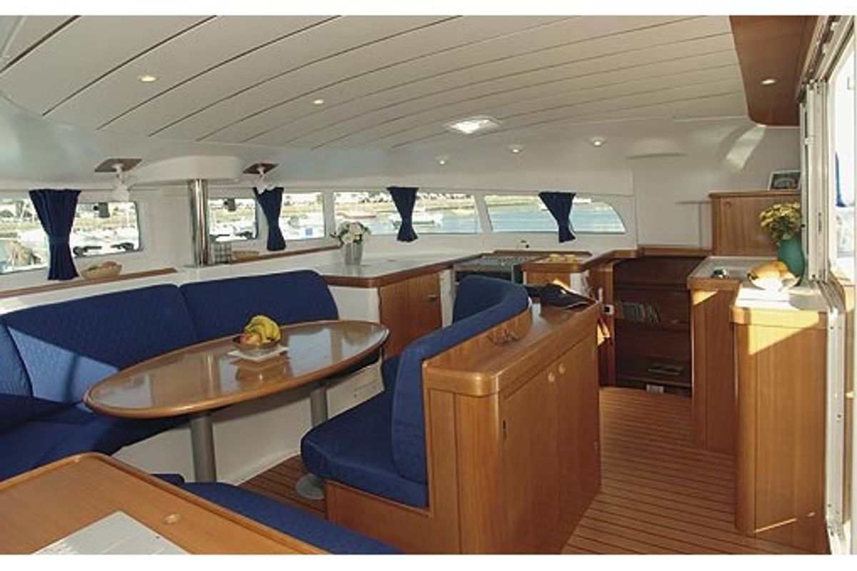 Salon of Vega, a Lagoon 410 S2 catamaran at Cagliari, Italy