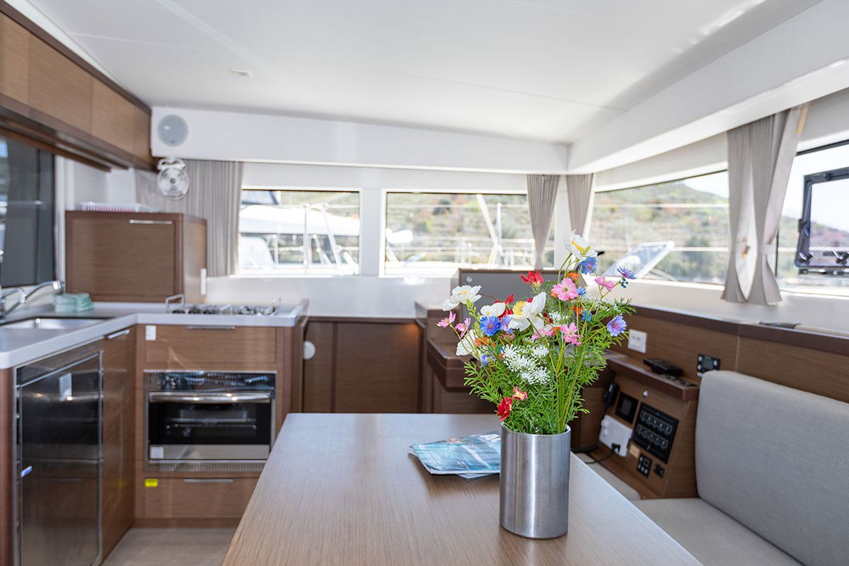Galley of Bye Bye 2020, a Lagoon 40 catamaran at Primošten, Croatia