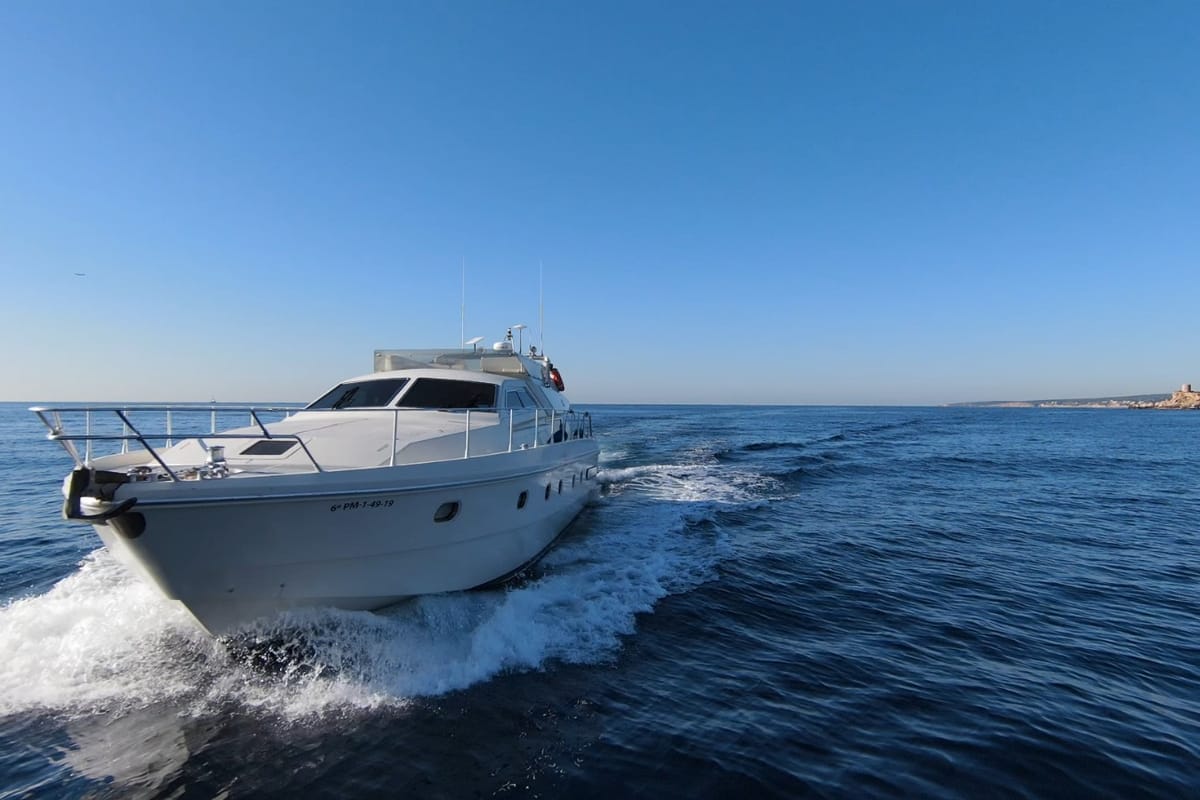 Exterior view of Tres Sirenas, a Ferretti 175 FLY motorboat at es Jonquet, Spain