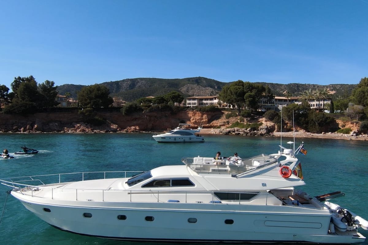 Exterior view of Tres Sirenas, a Ferretti 175 FLY motorboat at es Jonquet, Spain