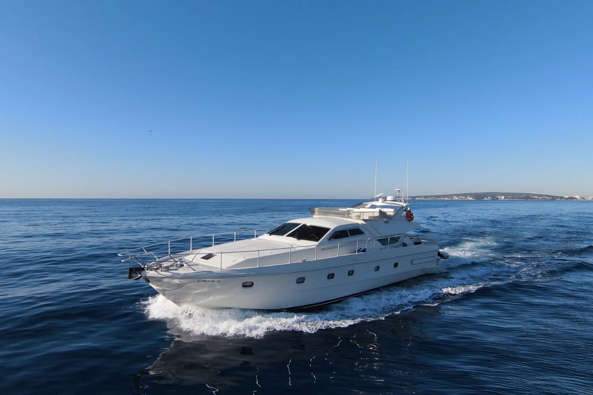 Exterior view of Tres Sirenas, a Ferretti 175 FLY motorboat at es Jonquet, Spain