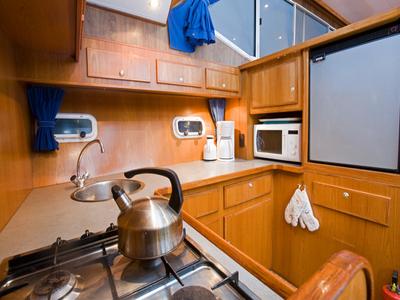 Galley of Drait 34, a De Drait Renal 50 motorboat at Drachten, Netherlands