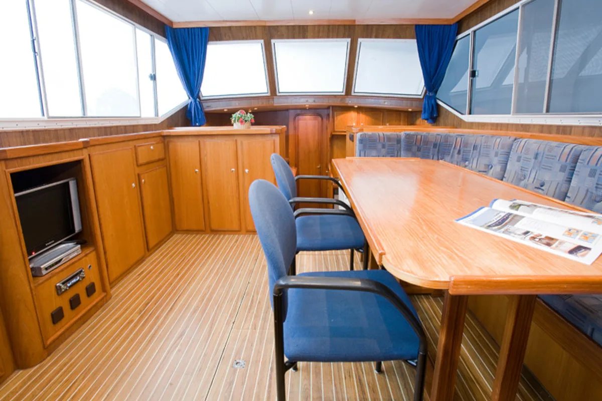Salon of Drait 34, a De Drait Renal 50 motorboat at Drachten, Netherlands