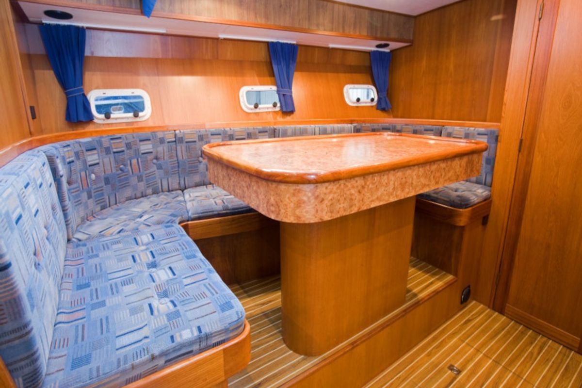 Salon of Drait 34, a De Drait Renal 50 motorboat at Drachten, Netherlands