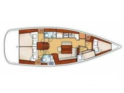 Floor plan of Carmen, a Beneteau Oceanis 43 sailboat at Athens, Greece