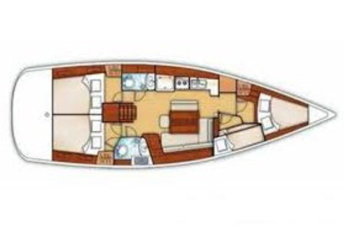 Floor plan of Carmen, a Beneteau Oceanis 43 sailboat at Athens, Greece