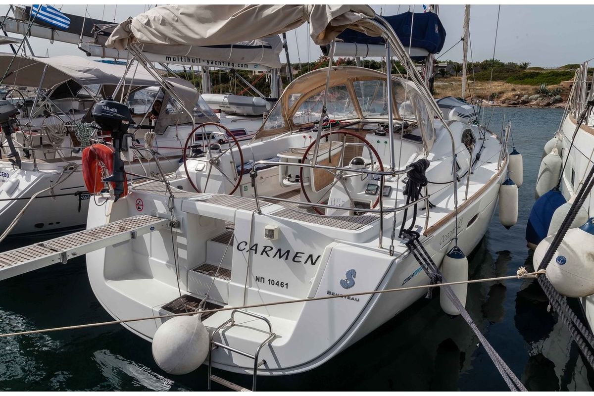 Exterior view of Carmen, a Beneteau Oceanis 43 sailboat at Athens, Greece