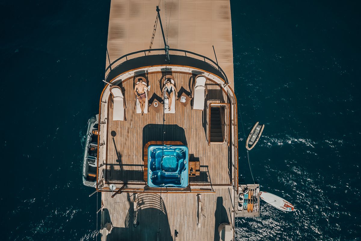 Deck of Seagull II, a Gulet Motoryacht yacht at Split, Croatia