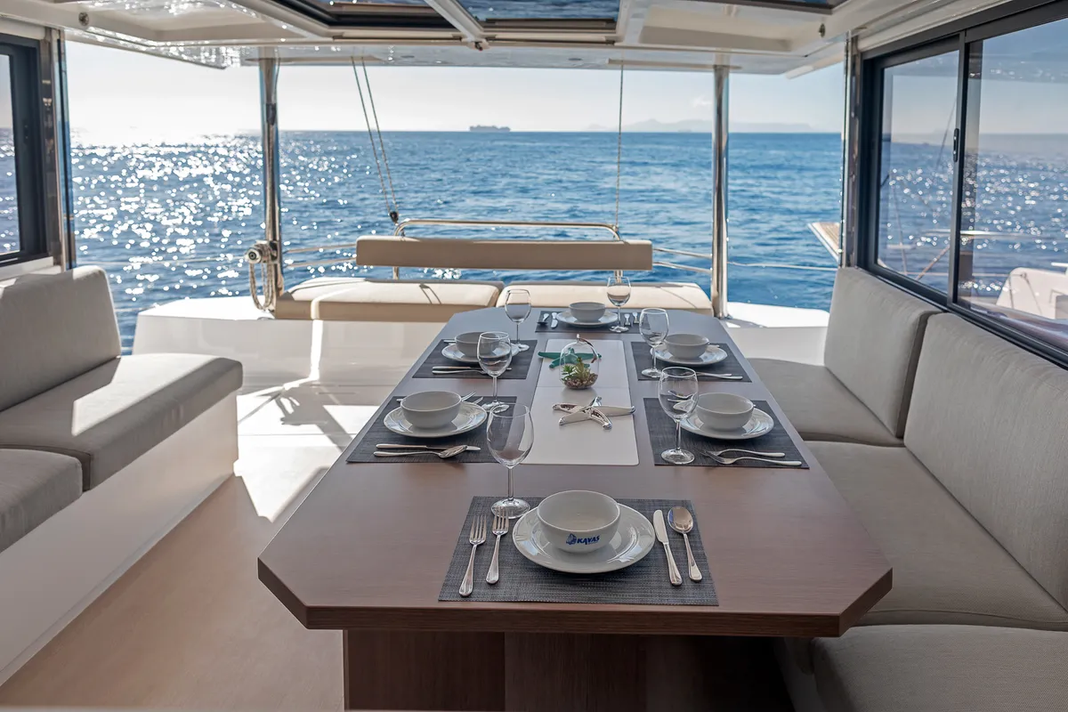 Salon of Kos 46.Cat4, a Bali 4.6 catamaran at Municipal Unit of Lefkada, Greece