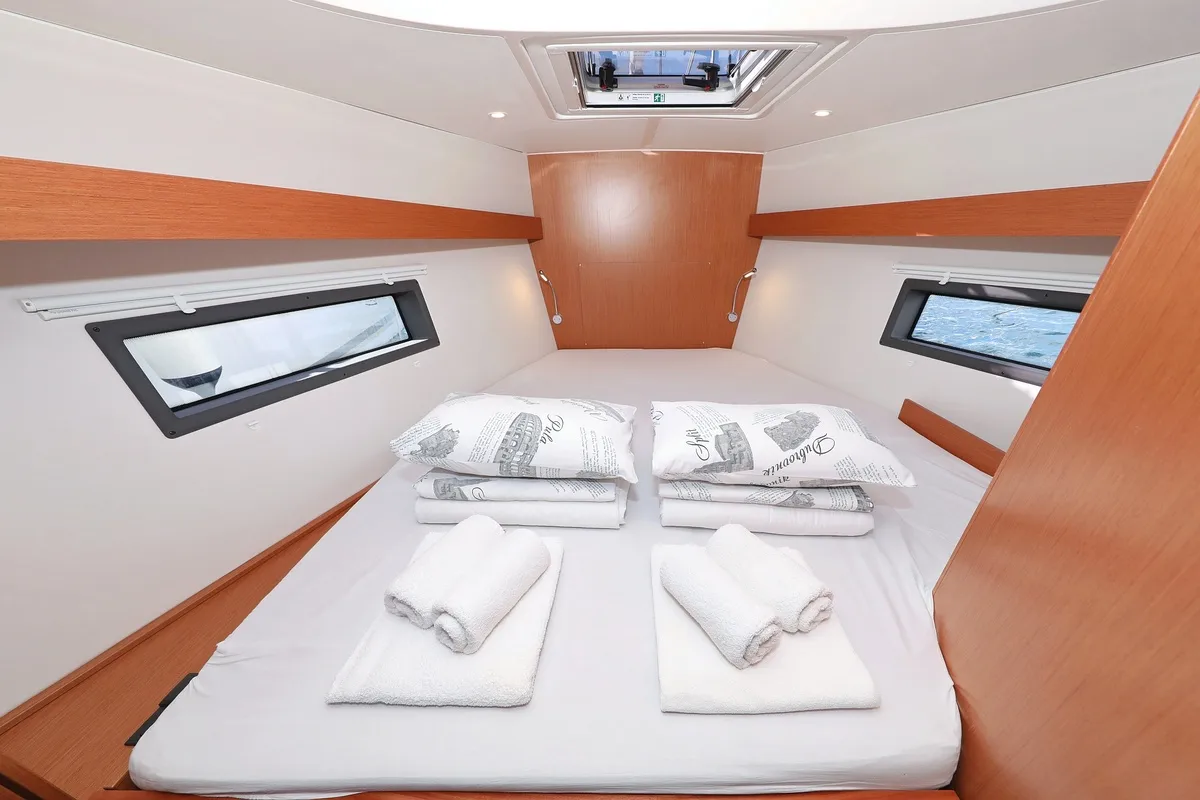 Cabin on SeaTime, a Bavaria C42 sailboat at Pirovac, Croatia