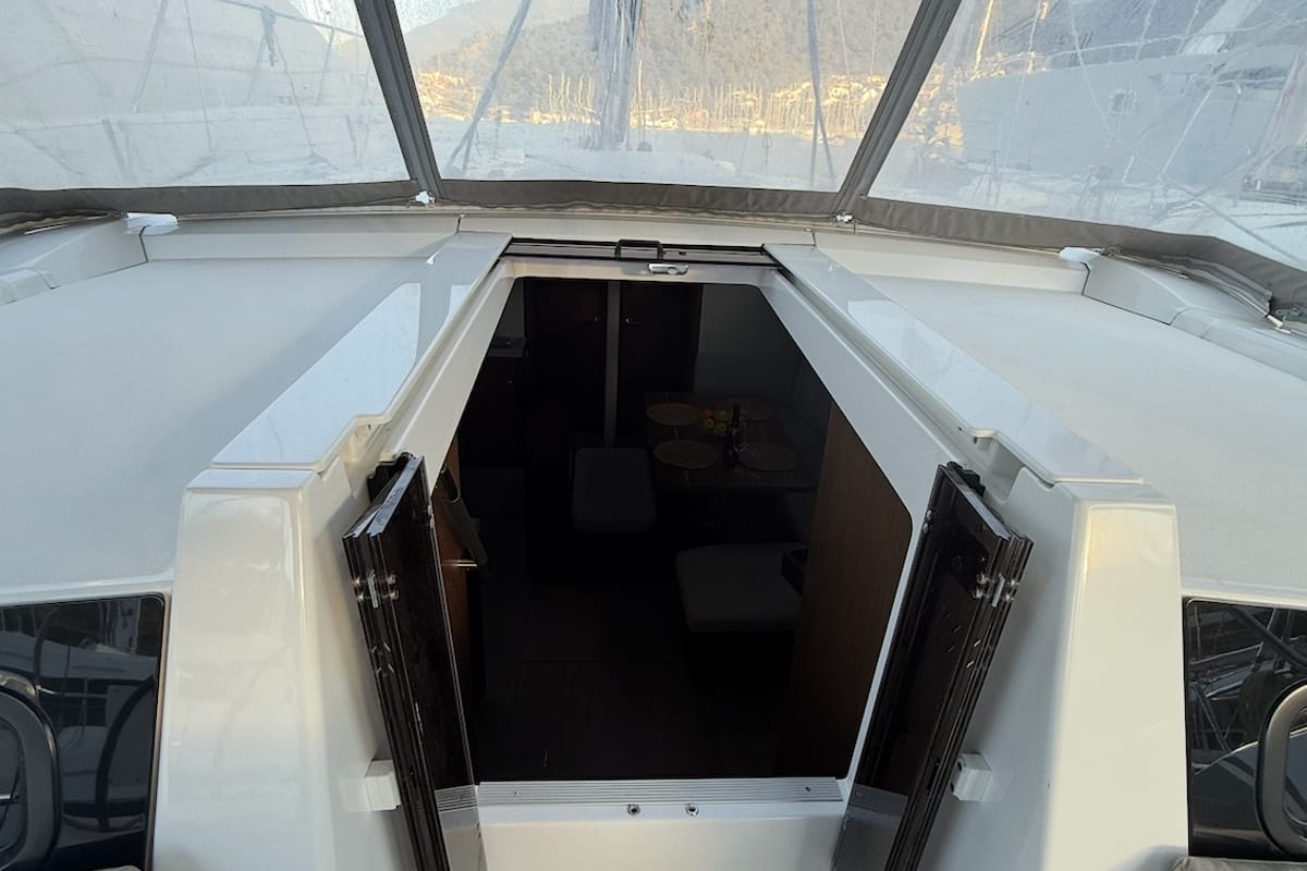 Deck of Athena 5, a Beneteau Oceanis 46.1 sailboat at Fethiye, Turkey