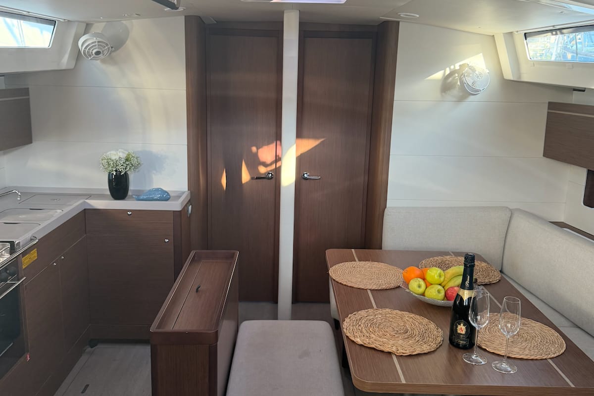 Deck of Athena 5, a Beneteau Oceanis 46.1 sailboat at Fethiye, Turkey