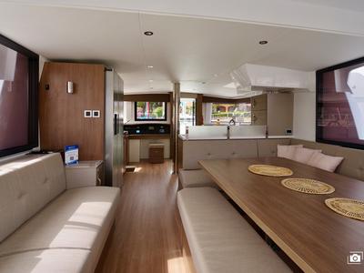 Salon of Antigone, a Bali 4.8 catamaran at Tonnarella, Italy