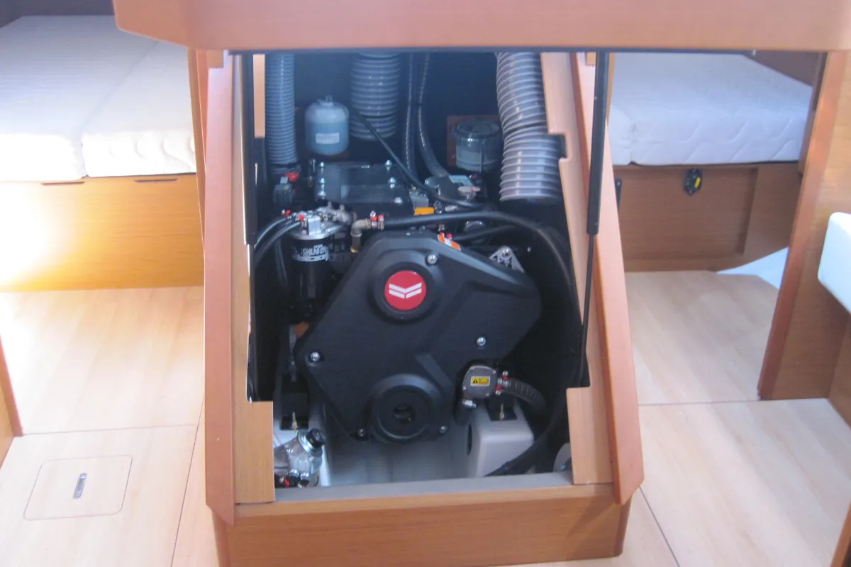 Exterior view of Enrica, a Jeanneau Sun Odyssey 440 sailboat at Capo d'Orlando, Italy