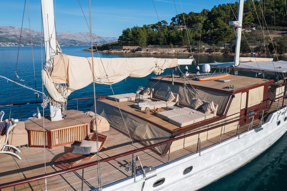 Deck of Summer Princess, a Gulet Gulet gulet at Split, Croatia