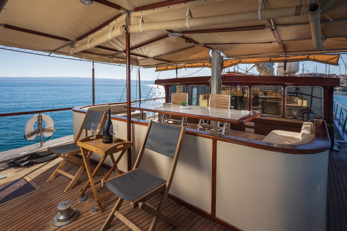 Deck of Summer Princess, a Gulet Gulet gulet at Split, Croatia