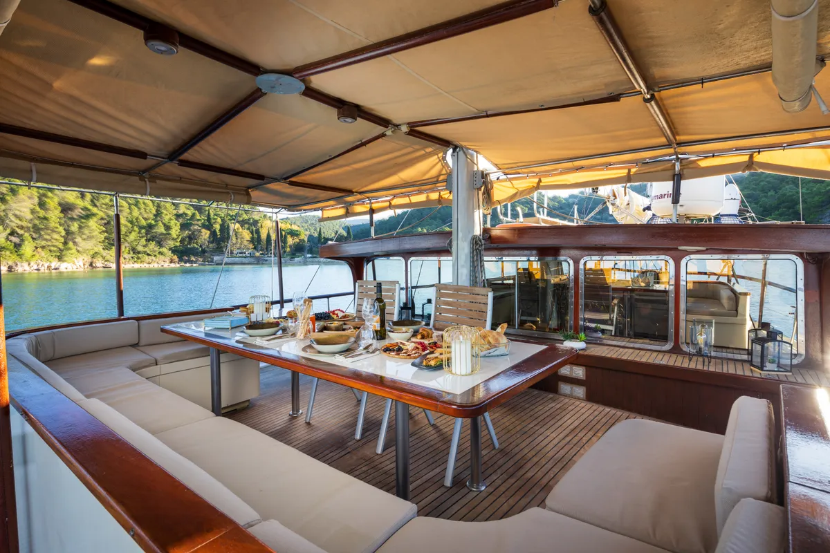 Deck of Summer Princess, a Gulet Gulet gulet at Split, Croatia