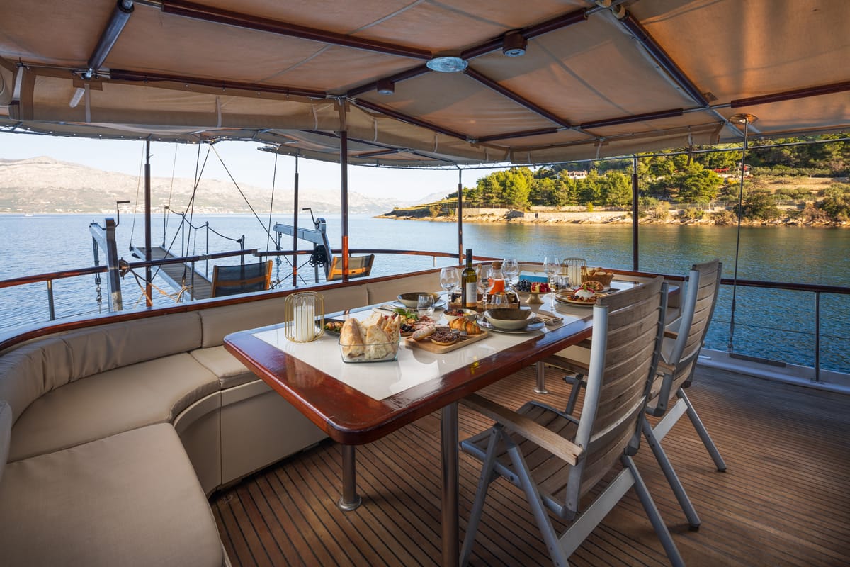 Deck of Summer Princess, a Gulet Gulet gulet at Split, Croatia