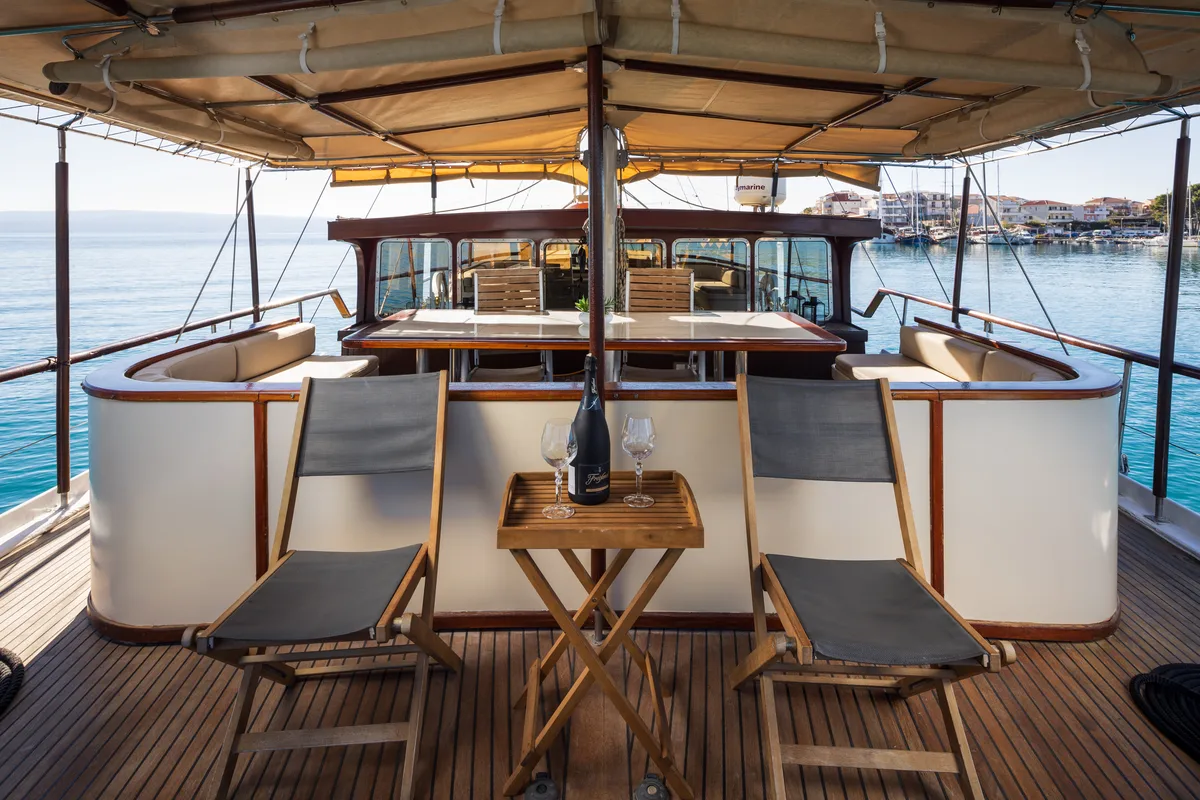 Deck of Summer Princess, a Gulet Gulet gulet at Split, Croatia