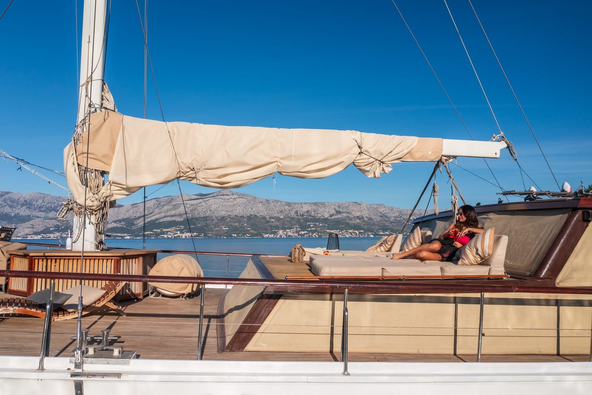 Deck of Summer Princess, a Gulet Gulet gulet at Split, Croatia