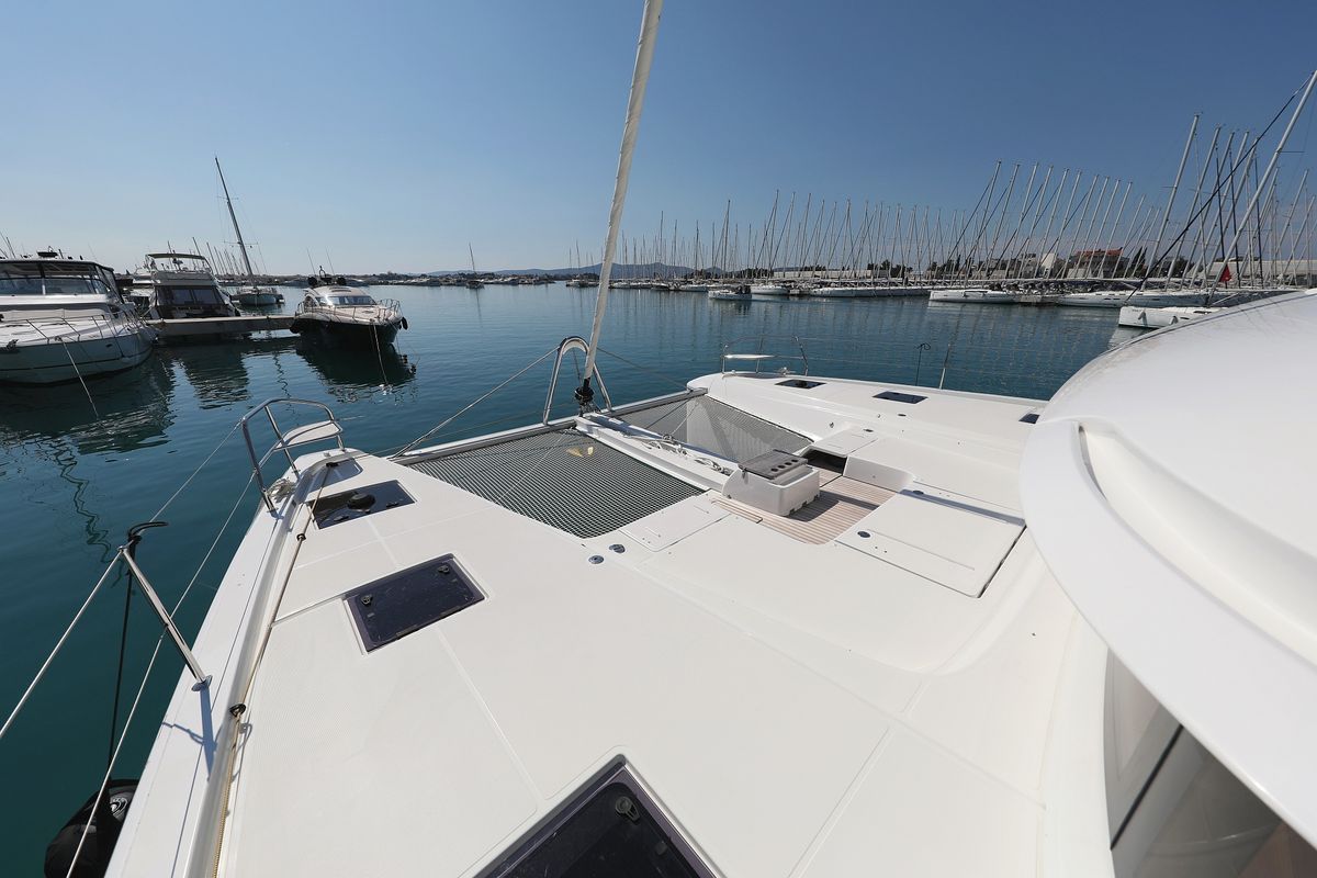 Deck of NOMAD, a Lagoon 55 catamaran at Split, Croatia
