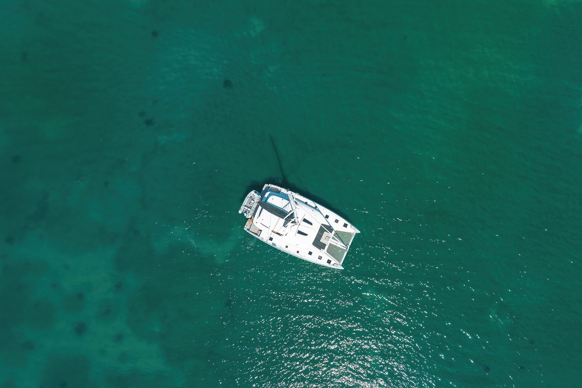 Exterior view of NOMAD, a Lagoon 55 catamaran at Split, Croatia