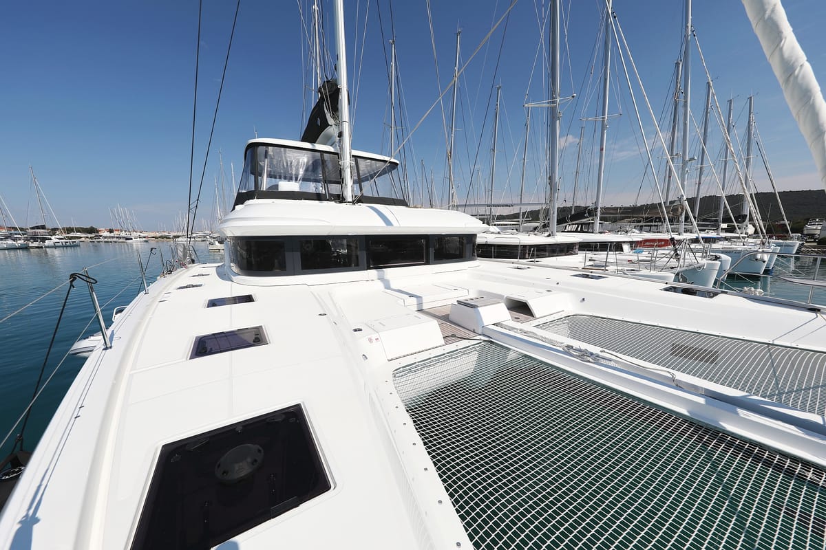 Deck of NOMAD, a Lagoon 55 catamaran at Split, Croatia